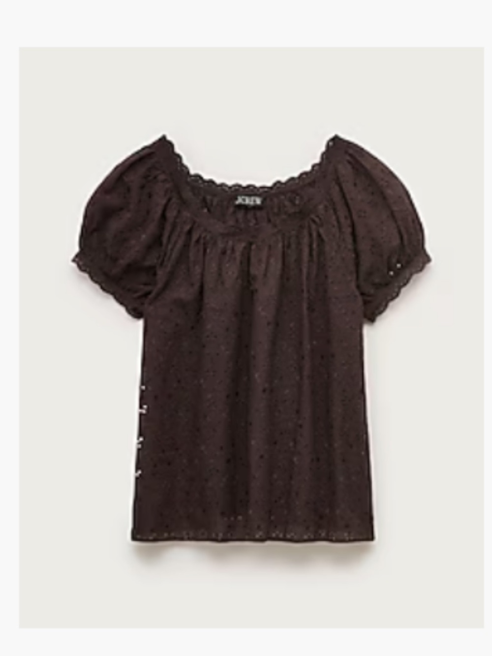 NWT J. Crew Scallop-trim Eyelet Top in Chocolate Brown size XXS
